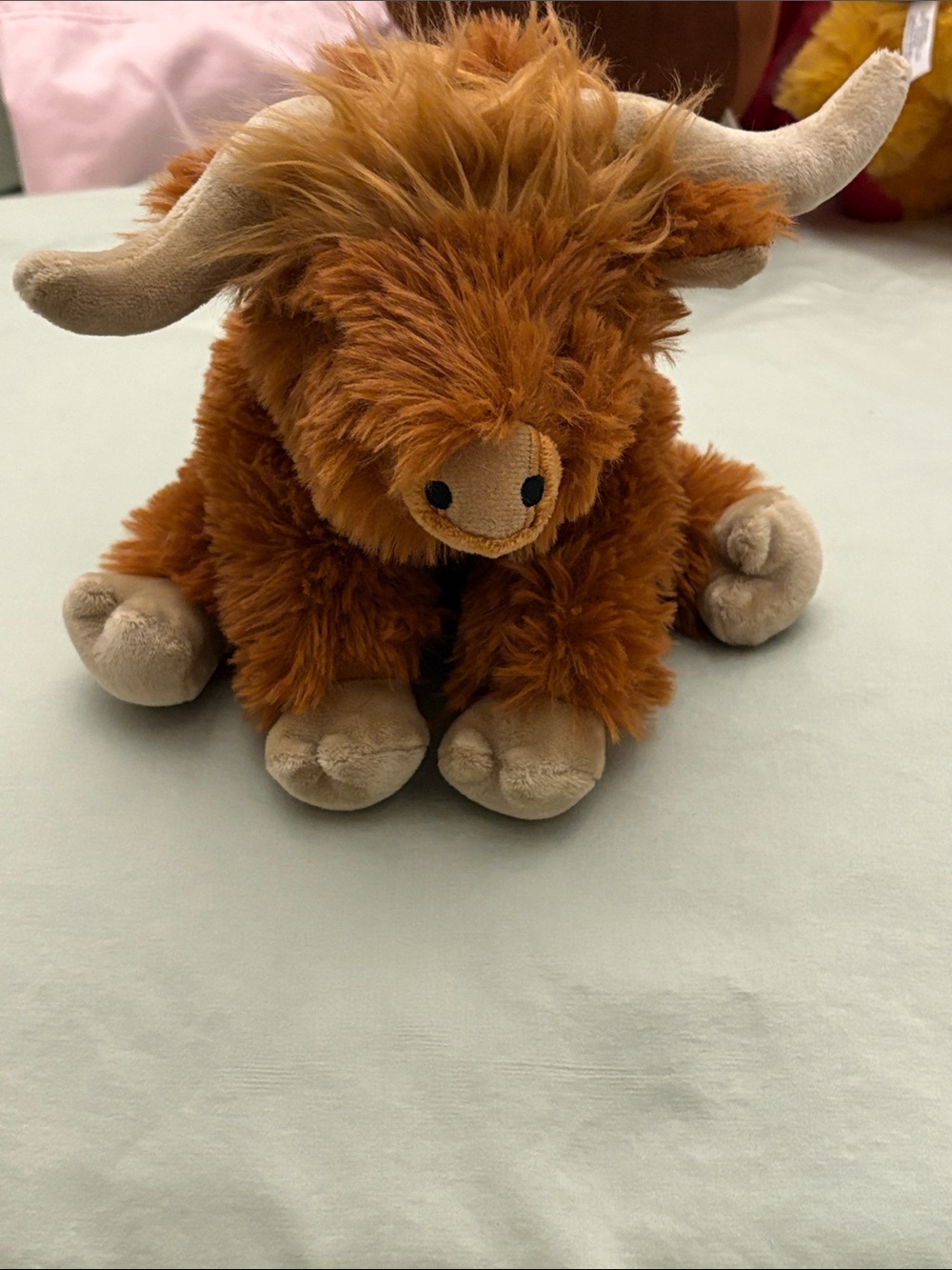 Plush Highland Cow Stuffed Animal - Rust Brown with Tan Accents